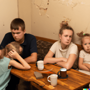 Starving working class family.